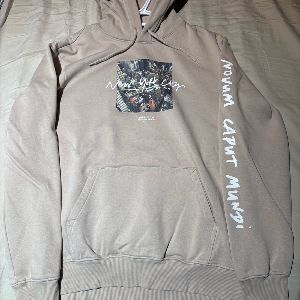 Men's Beige Hoodie with New York City Print